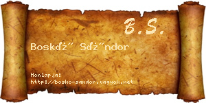 Boskó Sándor névjegykártya