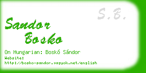 sandor bosko business card